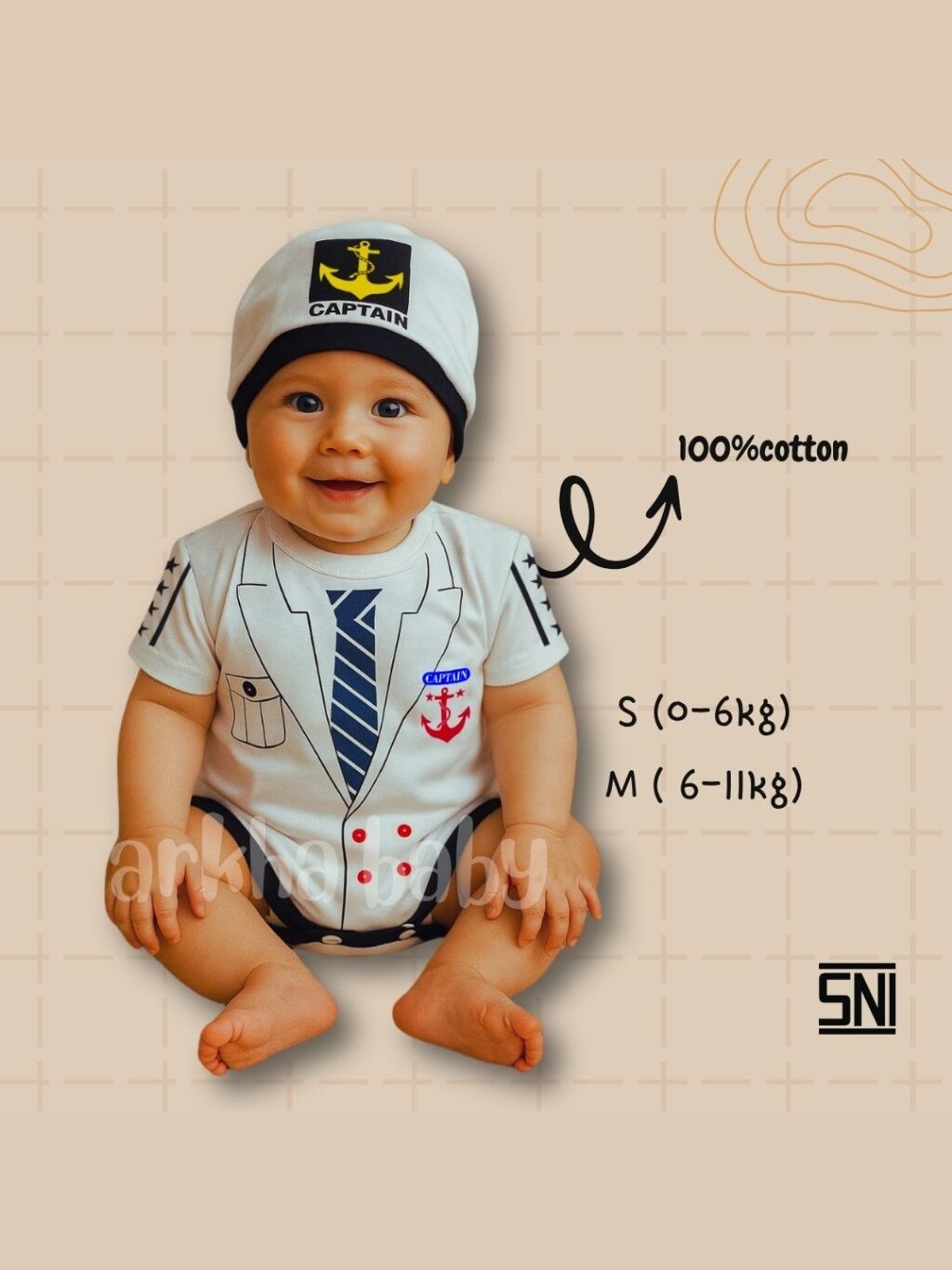 JUMPER BAYI BAJU BAYI KOSTUM BAYI MOTIF PELAUT /JUMPSUIT BABY SAILOR / ( SNI ) foto 2