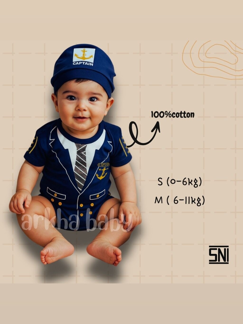 JUMPER BAYI BAJU BAYI KOSTUM BAYI MOTIF PELAUT /JUMPSUIT BABY SAILOR / ( SNI ) foto 3
