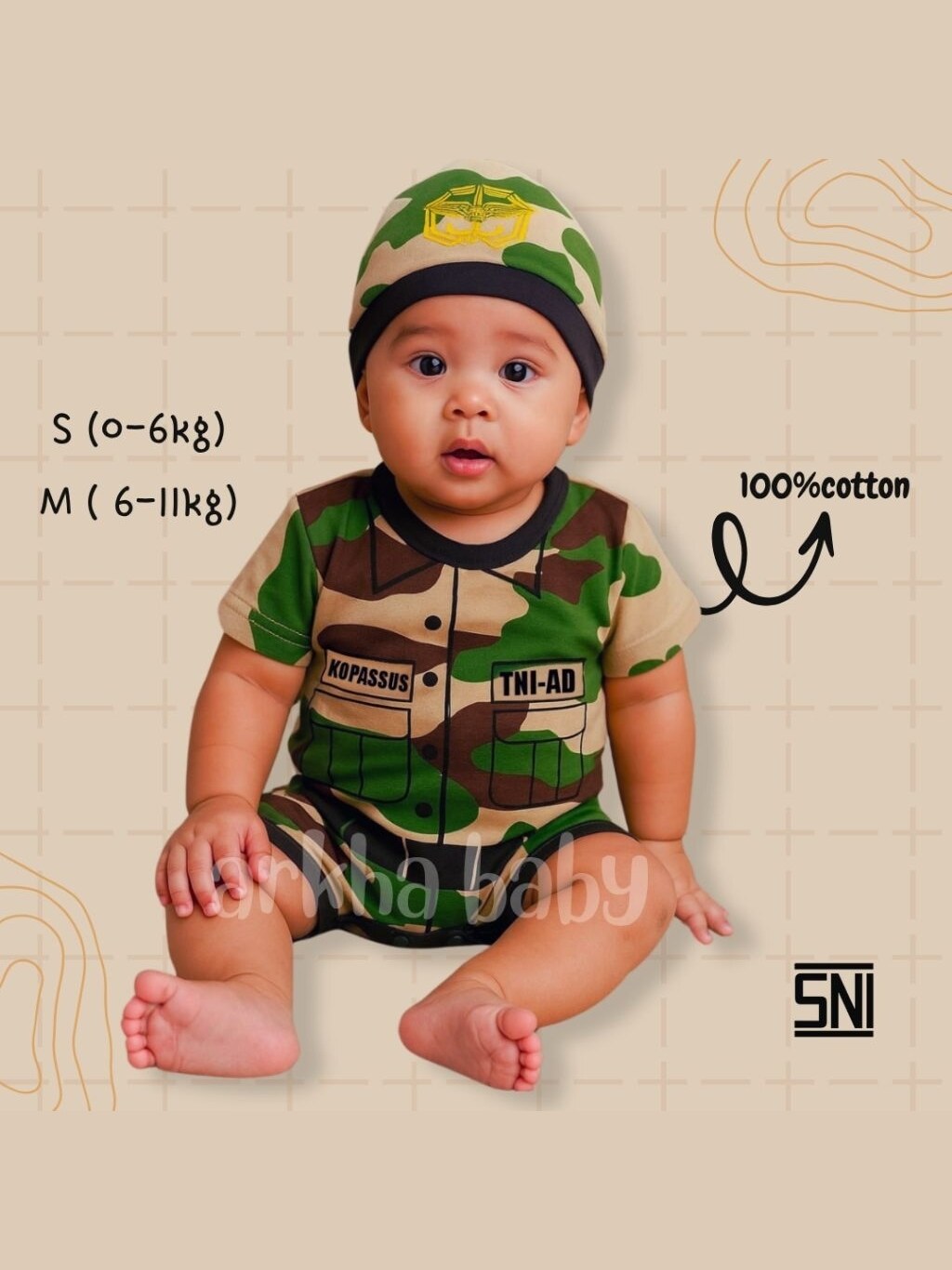 JUMPER BAYI BAJU BAYI MOTIF TNI/KOSTUM BAYI/BAJU BAYI KARAKTER (SNI) foto 2
