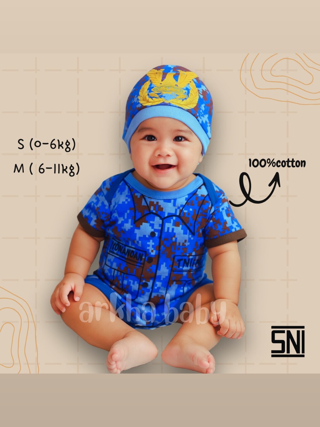 JUMPER BAYI BAJU BAYI MOTIF TNI/KOSTUM BAYI/BAJU BAYI KARAKTER (SNI) foto 1
