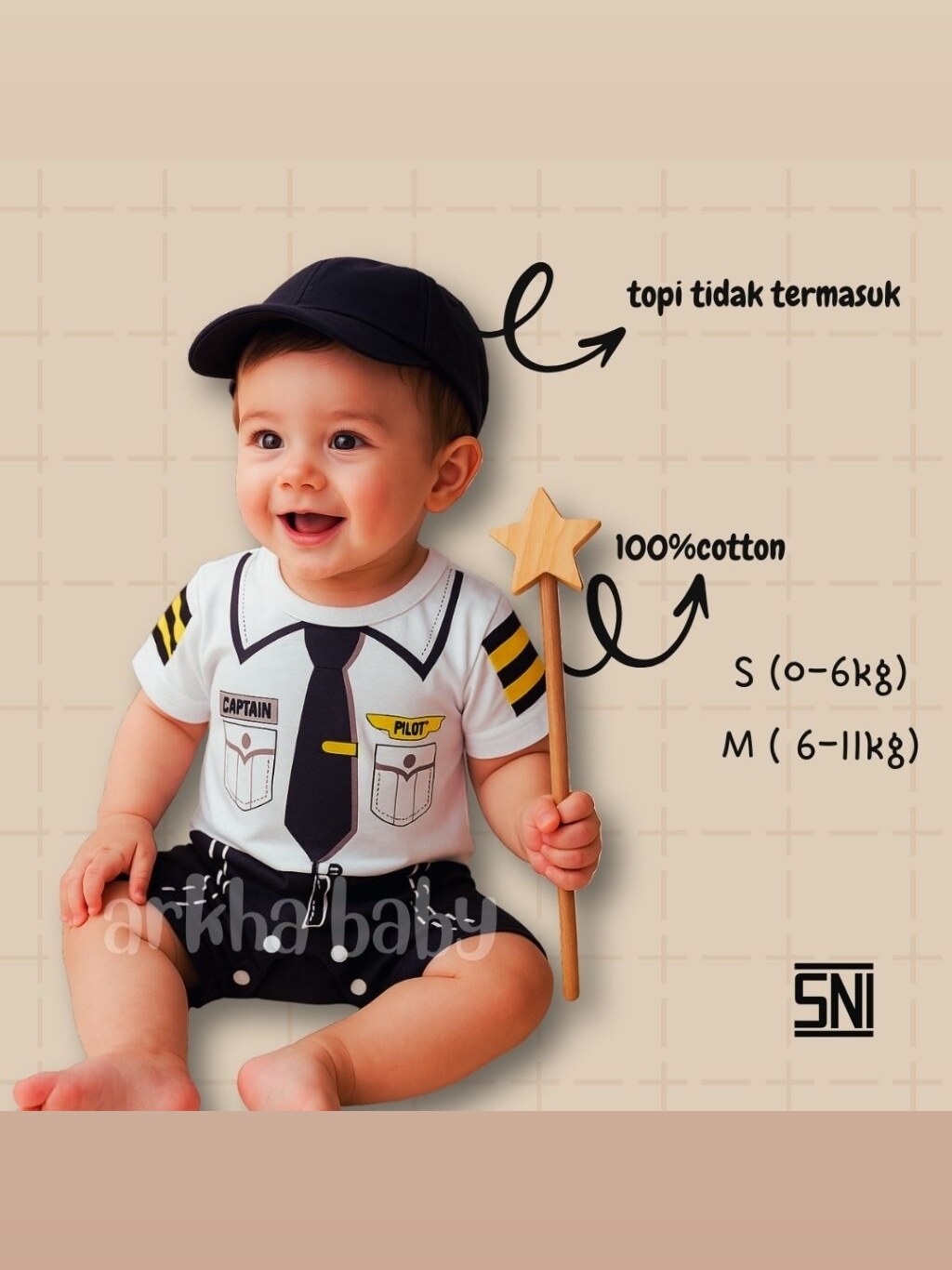 ROMPER BAYI baju bayi motif PILOT/ROMPER BAYI bahan katun ( SNI ) foto 2