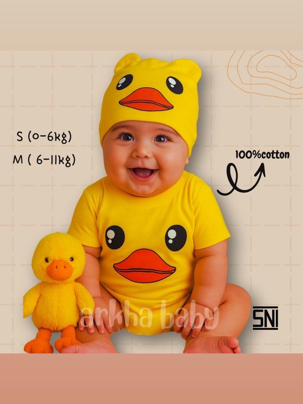 BAJU BAYI JUMPER BAYI MOTIF BEBEK /KOSTUM BAYI /JUMPSUIT BABY DUCK foto 2