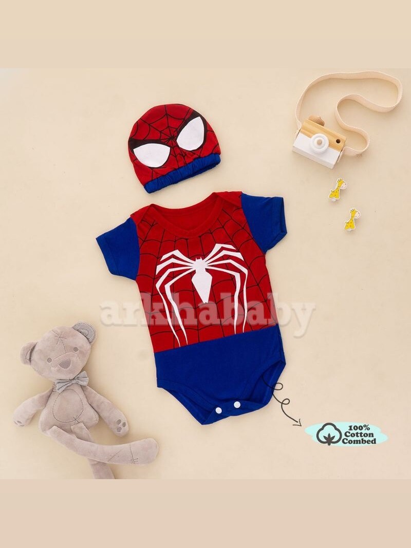 BAJU BAYI JUMPER BAYI MOTIF SPIDERMAN/KOSTUM BAYI/ BAJU BAYI KARAKTER HERO SPIDERMAN foto 2