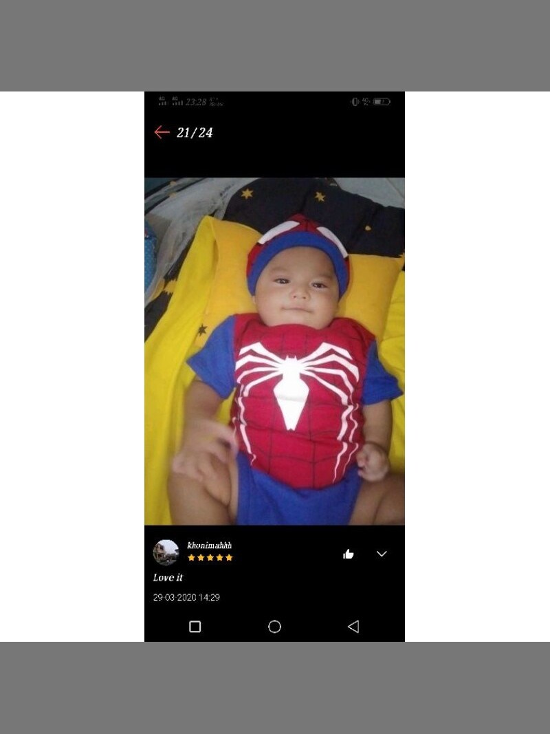 BAJU BAYI JUMPER BAYI MOTIF SPIDERMAN/KOSTUM BAYI/ BAJU BAYI KARAKTER HERO SPIDERMAN foto 4