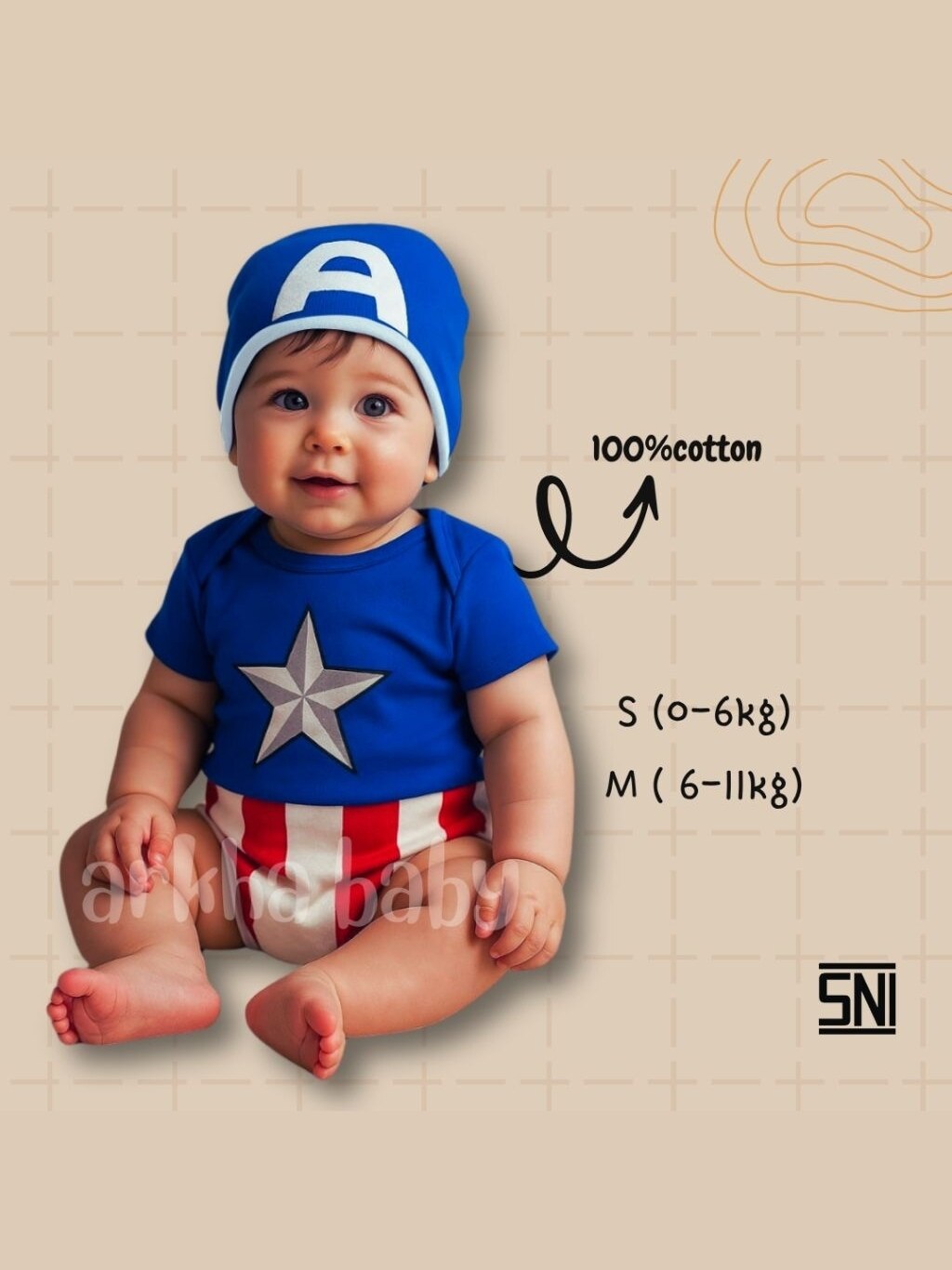 Jumper bayi baju bayi captain AS/ jumpsuit baby captain AS / custome bayi ( SNI ) foto 1