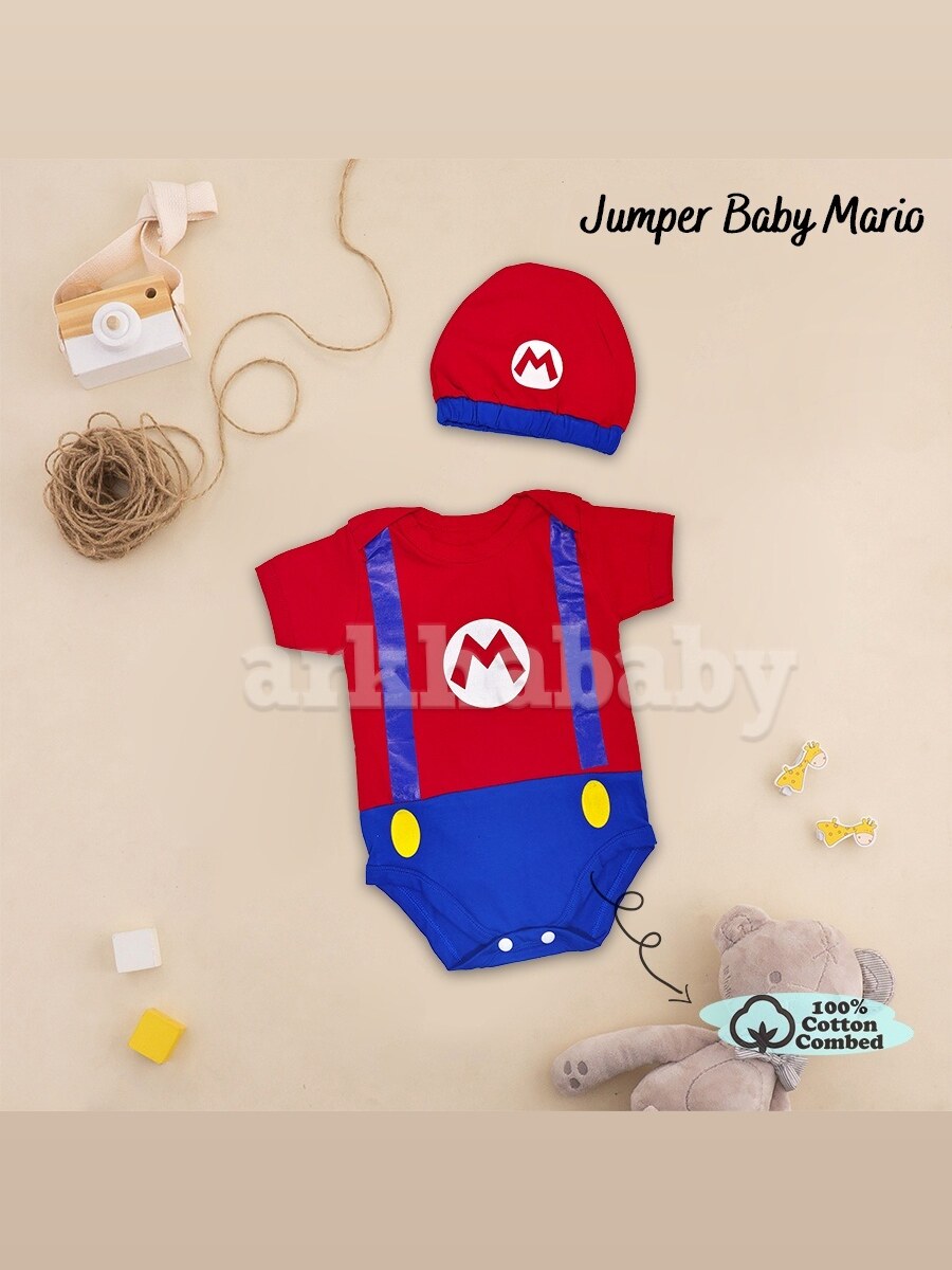BAJU BAYI KOSTUM BAYI JUMPER BAYI KARAKTER MARIO/ JUMPSUT BABY/ BAHAN KATUN ( SNI ) foto 4