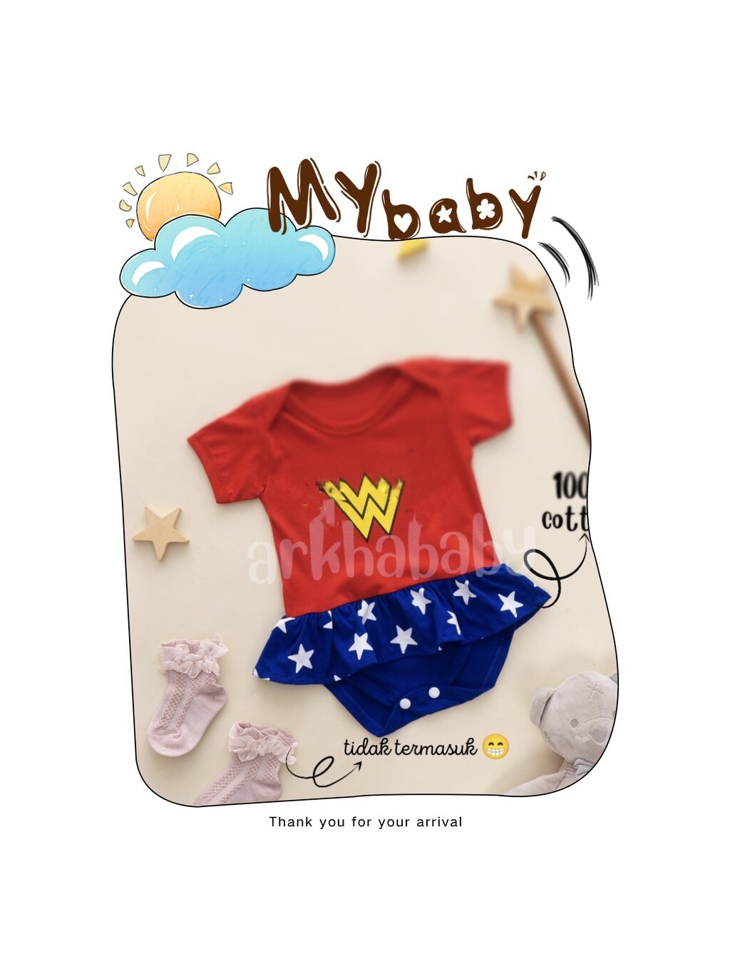 Jumper bayi Baju bayi Motif Superhero perempuan/Baju bayi bahan katun/baju bayi perempuan foto 1