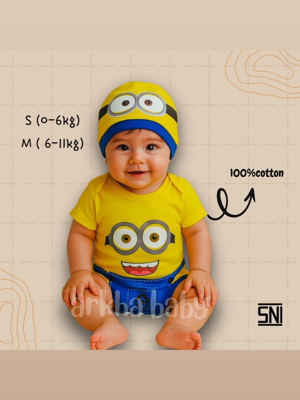 BAJU BAYI JUMPER BAYI MOTIF MINIONS/jumpsuit bayi minion /jumpsuit baby/ (SNi ) foto 2