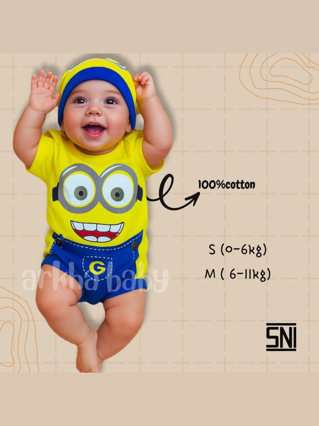 BAJU BAYI JUMPER BAYI MOTIF MINIONS/jumpsuit bayi minion /jumpsuit baby/ (SNi ) foto 3