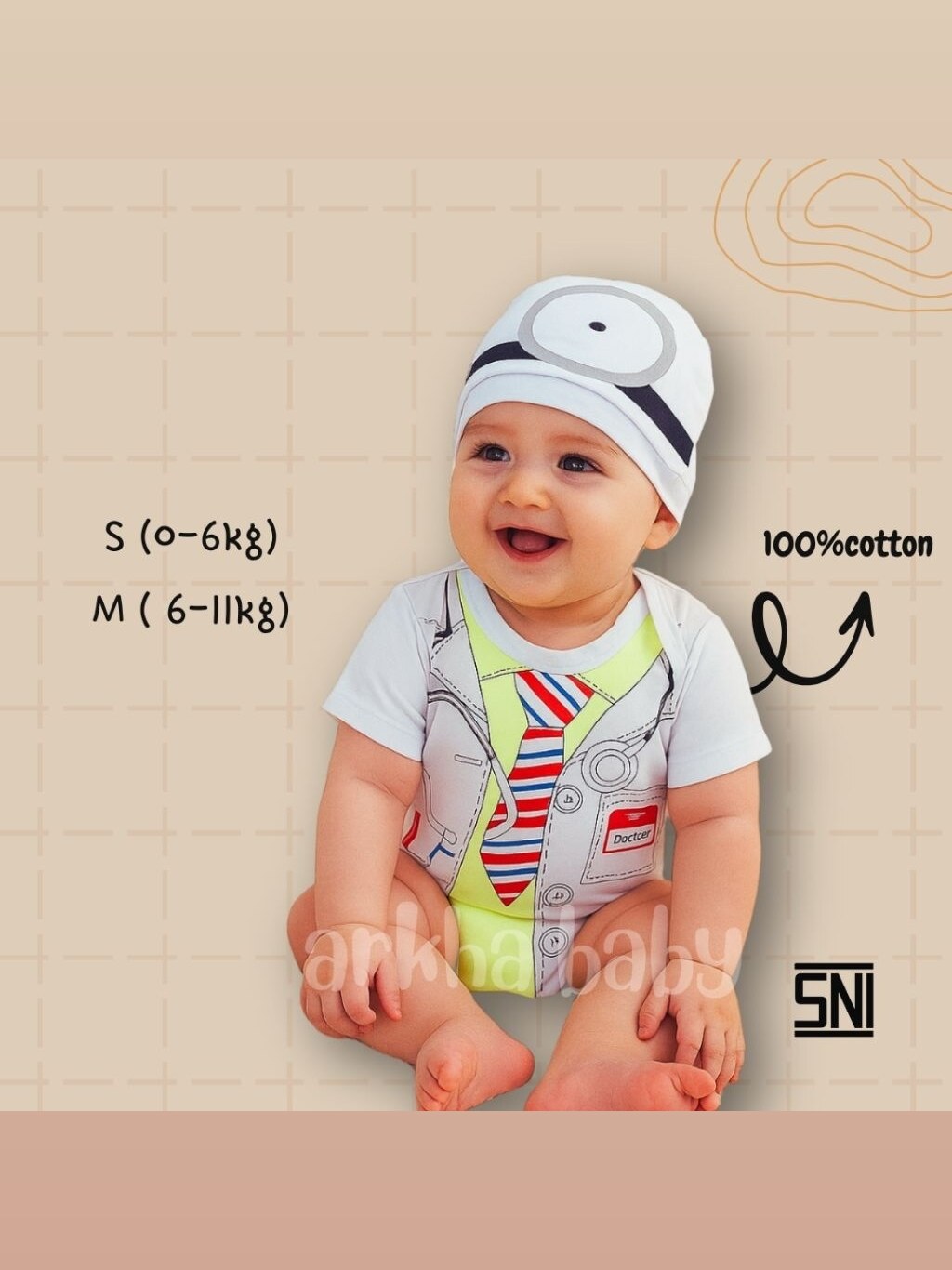 BAJU BAYI JUMPER BAYI DOKTER/KOSTUM BAYI/JUMPSUT BABY KARAKTER (SNI) foto 1