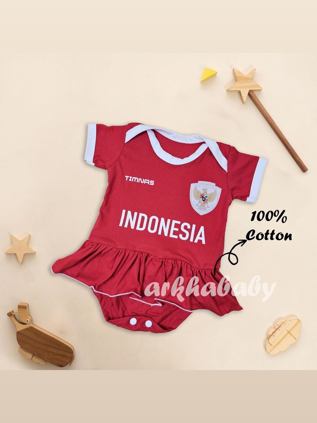 Jumper bayi baju bayi timnas indonesia/ jumpsuit baby timnas /Jumper bayi club bola indonesi/ jumper bayi persebaya/bahan katun (SNI) foto 1