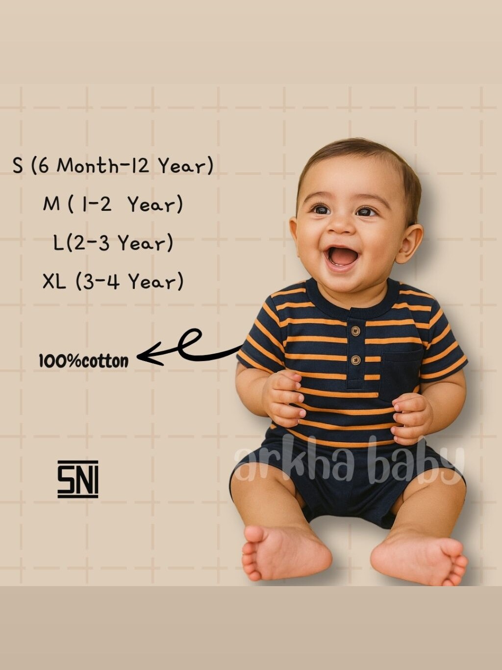 ARKHABABY Baju Anak Setelan Anak Setrip Salur Pocket Setelan Anak laki laki Setelan Anak Perempuan Bahan Katun ( SNI ) foto 2
