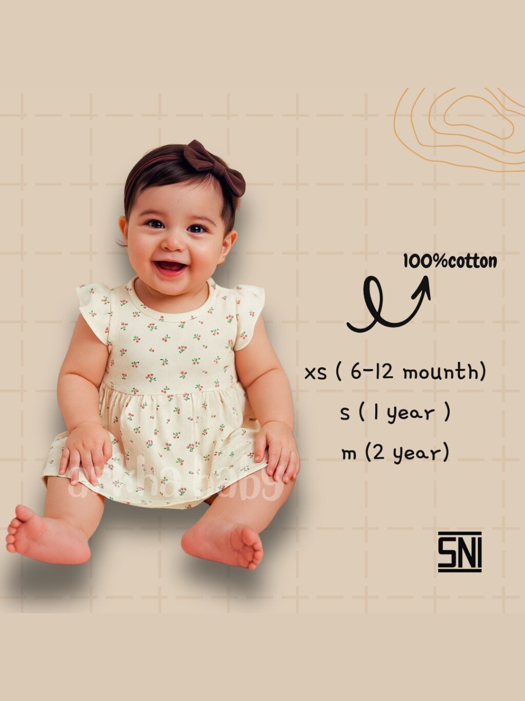 ARKHABABY Dress Anak perempuan Katun Dress bayi Perempuan Bahan Katun| Ruffle Dress (SNI) foto 2