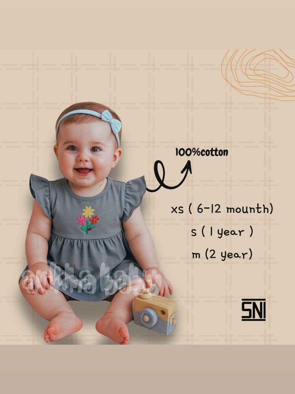 ARKHABABY Dress Anak perempuan Katun Dress bayi Perempuan Bahan Katun| Ruffle Dress (SNI) foto 3
