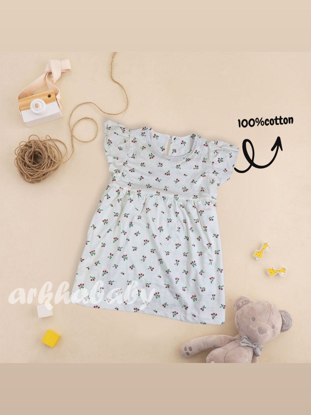 ARKHABABY Dress Anak perempuan Katun Dress bayi Perempuan Bahan Katun| Ruffle Dress (SNI) foto 4