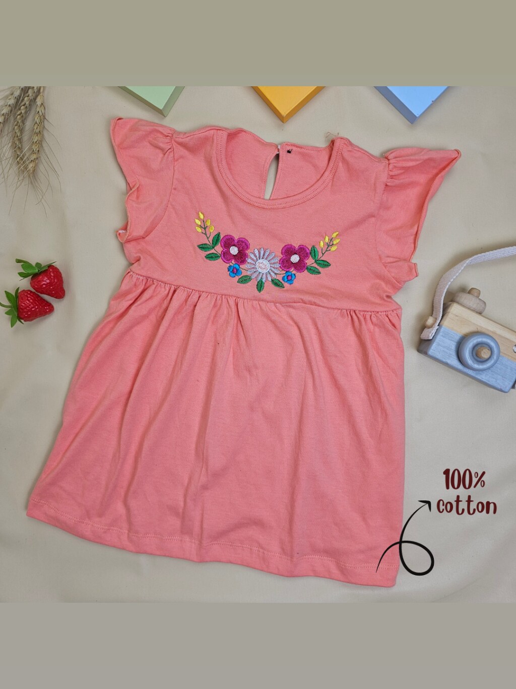 ARKHABABY Dress Anak perempuan Katun Dress bayi Perempuan Bahan Katun| Ruffle Dress (SNI) foto 5