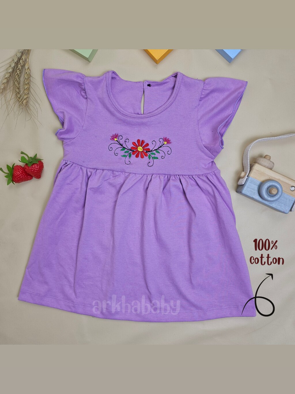 ARKHABABY Dress Anak perempuan Katun Dress bayi Perempuan Bahan Katun| Ruffle Dress (SNI) foto 7