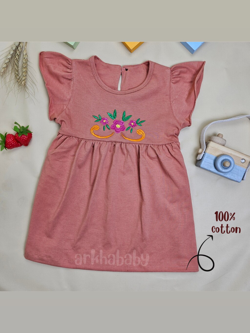 ARKHABABY Dress Anak perempuan Katun Dress bayi Perempuan Bahan Katun| Ruffle Dress (SNI) foto 9