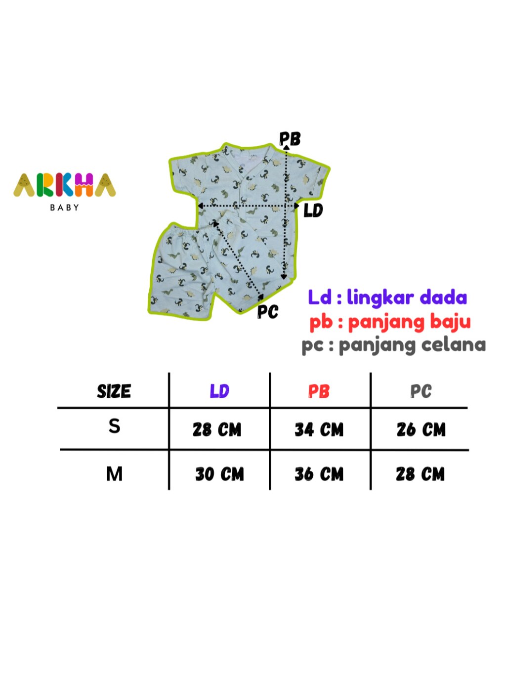 ARKHABABY Setelan Dino series-Setelan anak- Setelan Baju Bayi Kancing Lengan Pendek Bahan 100% Katun ( SNI ) foto 6