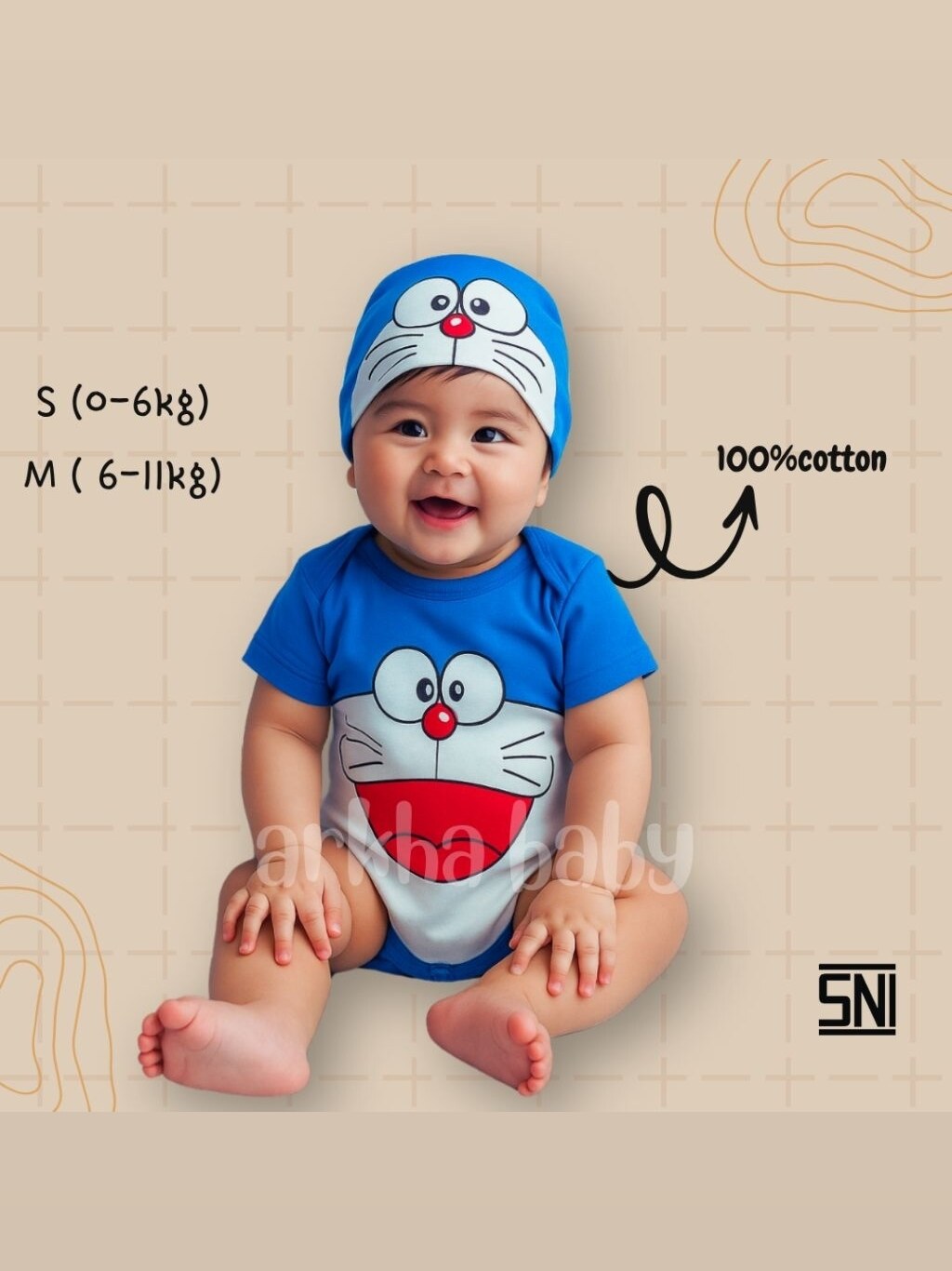 Jumper bayi baju bayi doraemon//putih// (SNI) foto 1