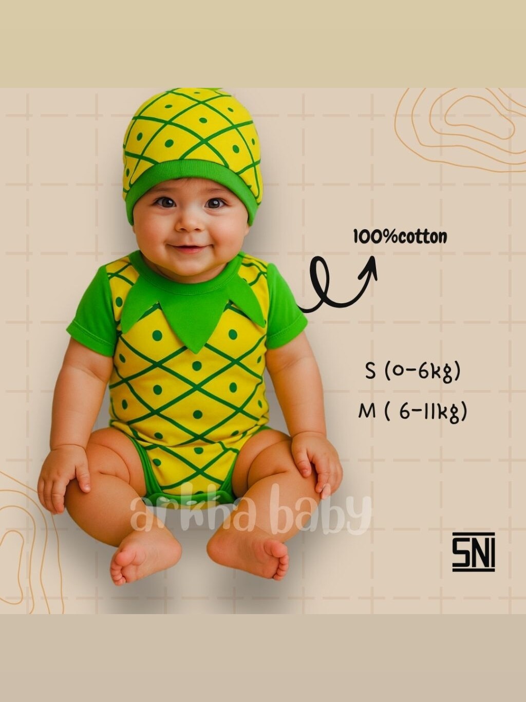 JUMPER BAYI BAJU BAYI KOSTUM BAYI MOTIF NANAS / jumpsuit baby pineaepple foto 3