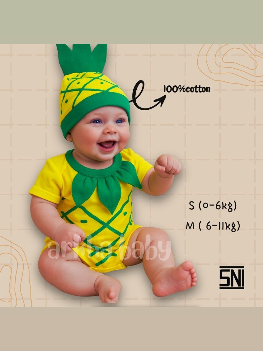 JUMPER BAYI BAJU BAYI KOSTUM BAYI MOTIF NANAS / jumpsuit baby pineaepple foto 4