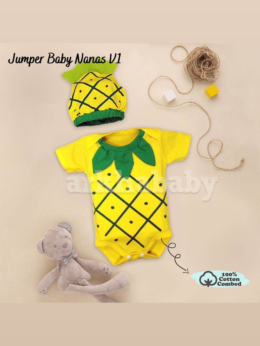 JUMPER BAYI BAJU BAYI KOSTUM BAYI MOTIF NANAS / jumpsuit baby pineaepple foto 5