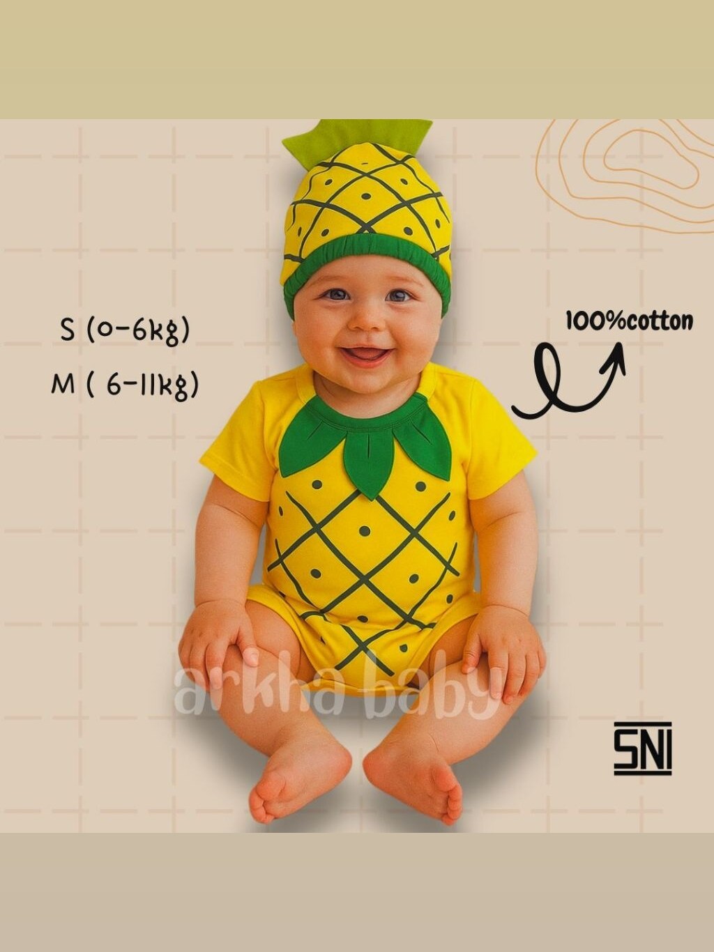 JUMPER BAYI BAJU BAYI KOSTUM BAYI MOTIF NANAS / jumpsuit baby pineaepple foto 1