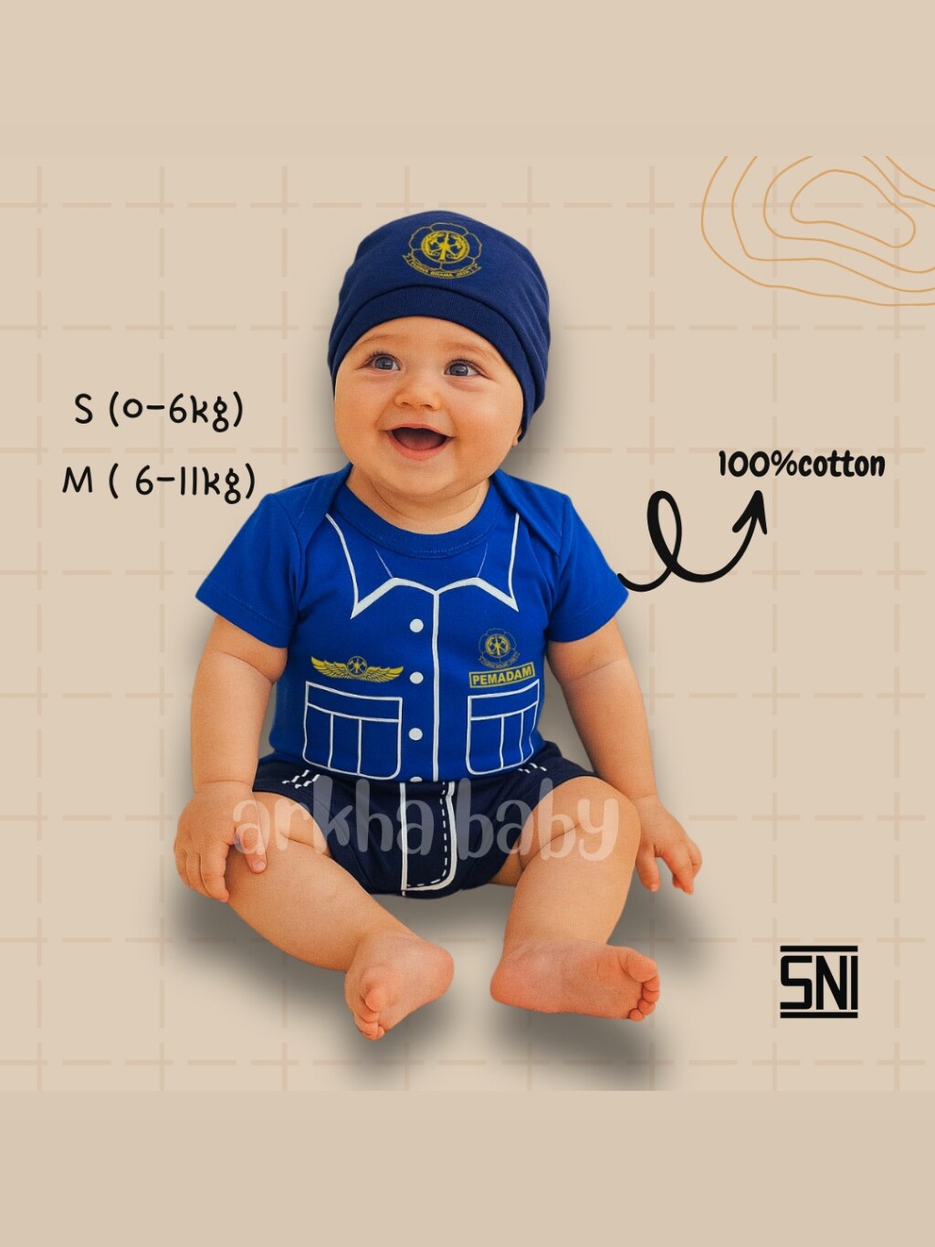 BAJU BAYI JUMPER BAYI PEMADAM/ JUMPSUIT BABY / BAHAN KATUN (SNI)