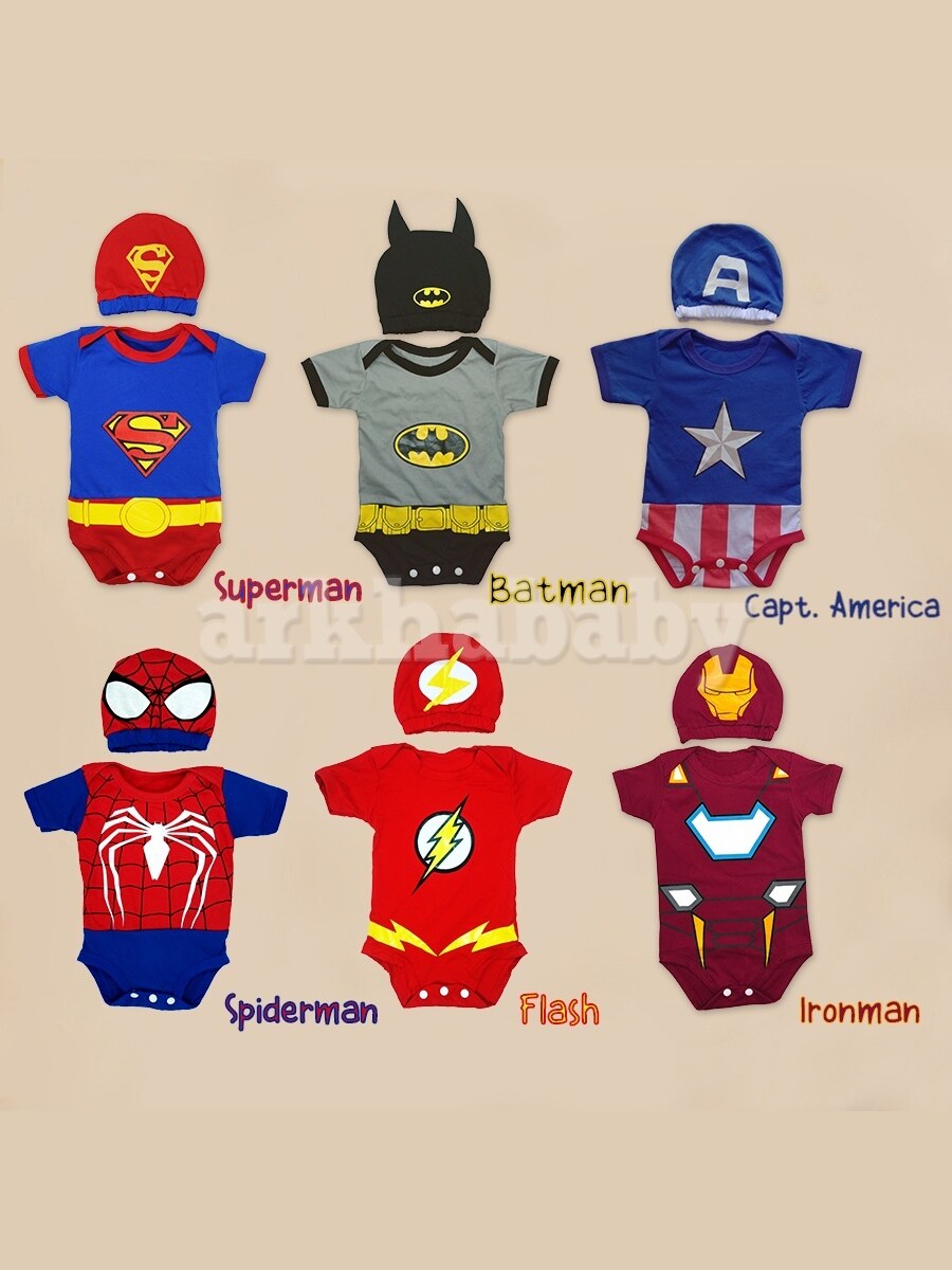 BAJU BAYI JUMPER BAYI HERO/KOSTUM BAYI/ BAJU BAYI KARAKTER/baju bayi lengan pendek ( SNI ) foto 3