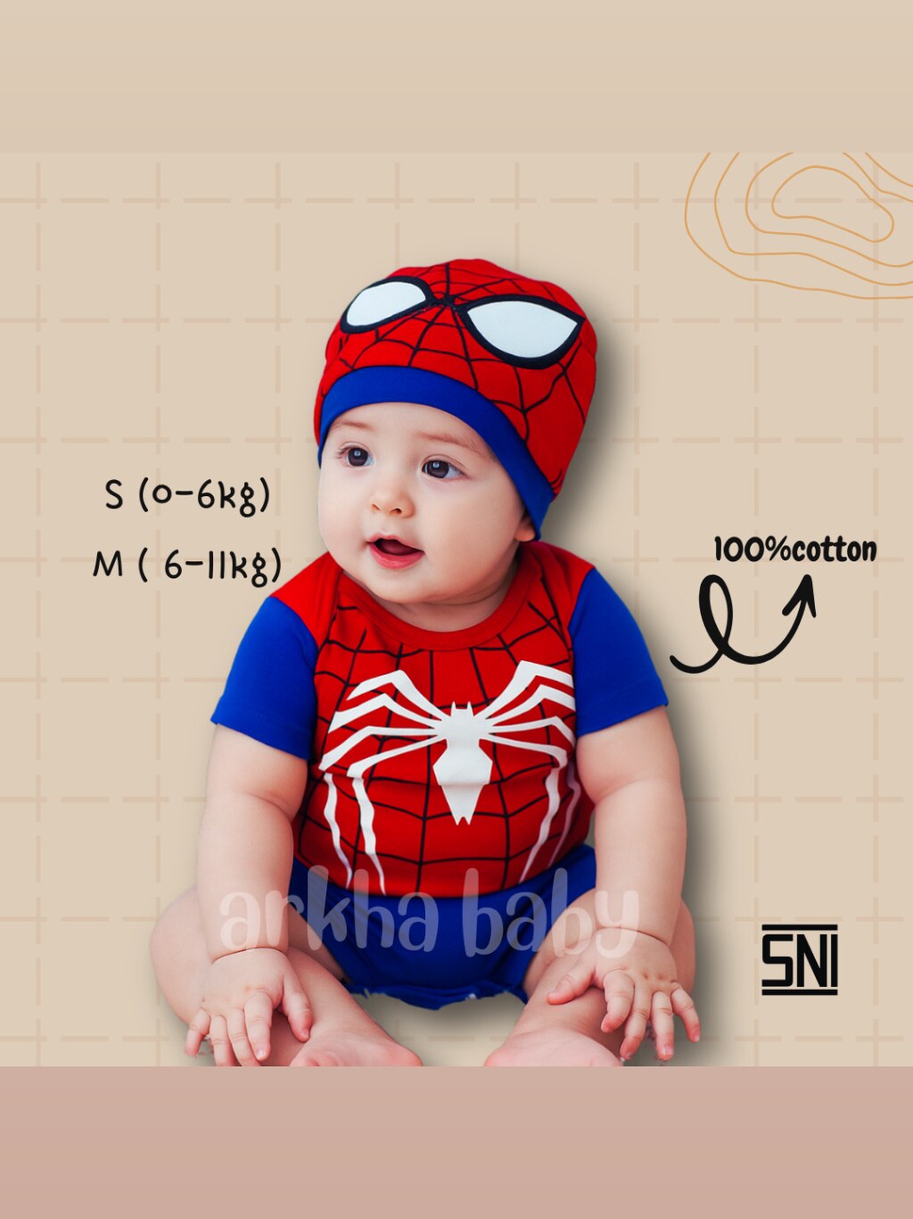 BAJU BAYI JUMPER BAYI HERO/KOSTUM BAYI/ BAJU BAYI KARAKTER/baju bayi lengan pendek ( SNI ) foto 1