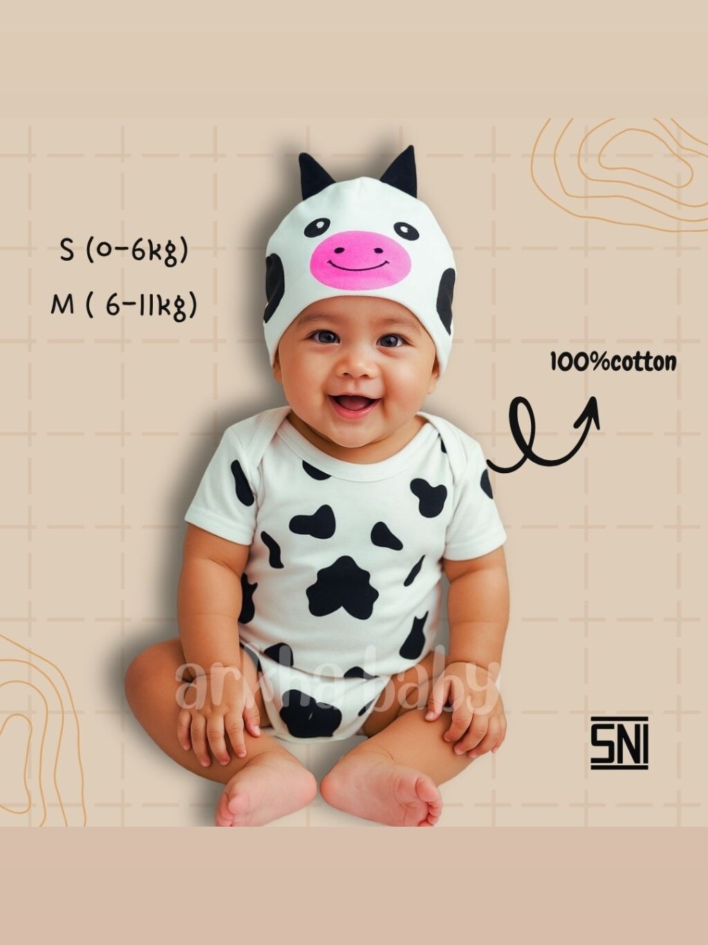 Baju bayi jumper bayi sapi karakter /jumpsuit baby sapi ( SNI ) foto 1