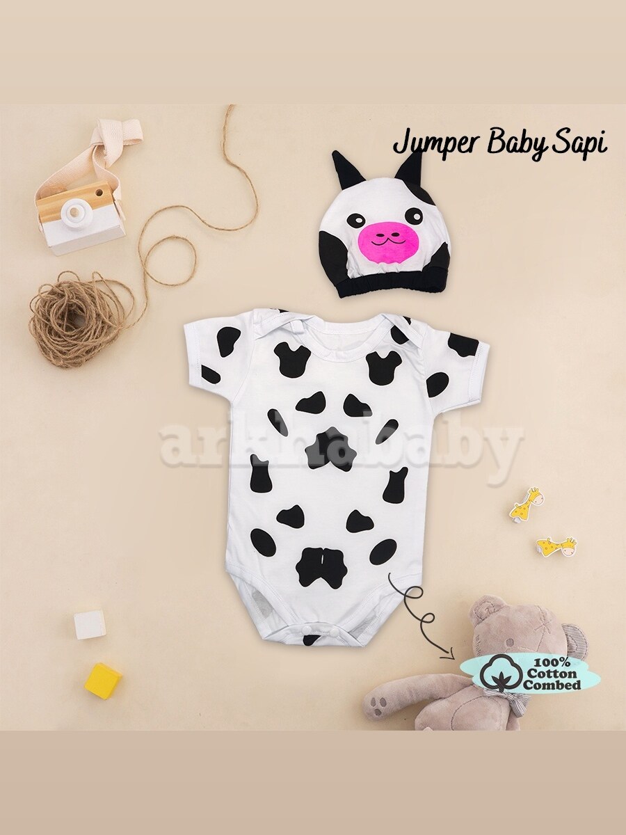 Baju bayi jumper bayi sapi karakter /jumpsuit baby sapi ( SNI ) foto 2